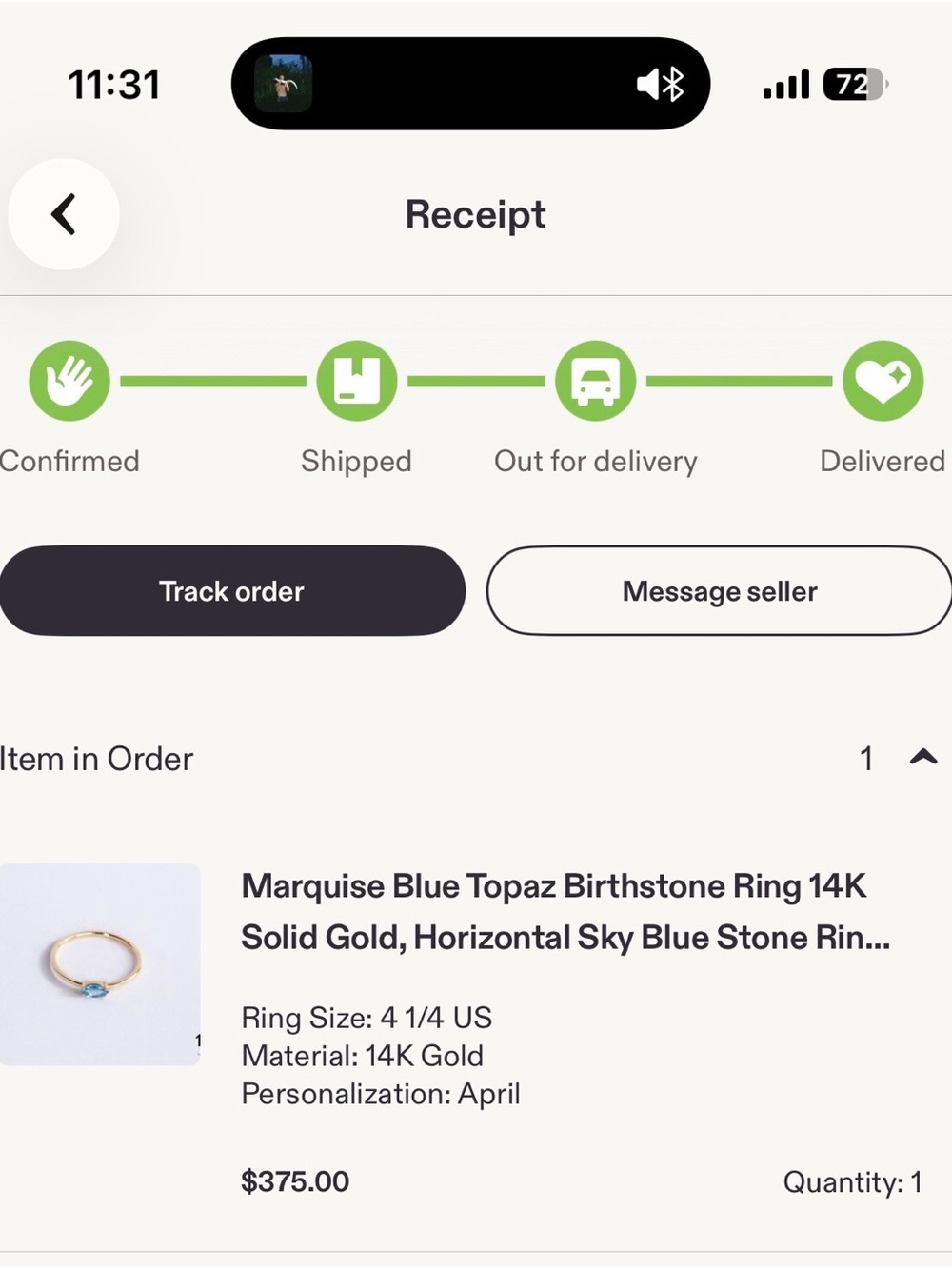 Solid 14k Gold Marquise Ring - Solid Gold View 4